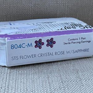 Inverness Sterile Piercing Earrings 804X-M STS Flower Crystal Rose W Saphire New
